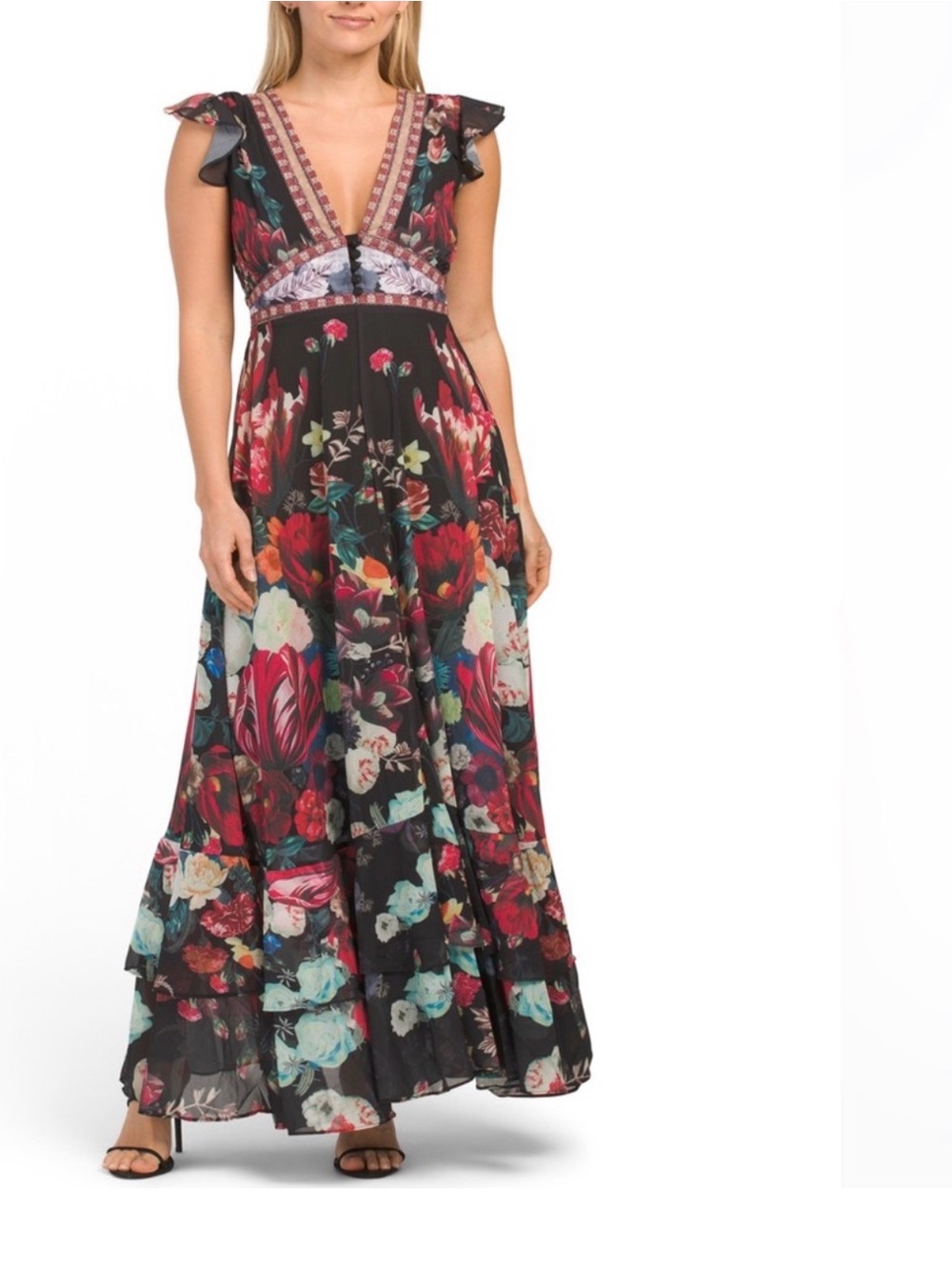 Dalia Macphee Floral Maxi Dress-Size S